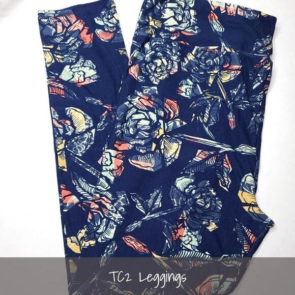 LuLaRoe TC2 Leggings Plus Size Floral NEW - Picture 1 of 1